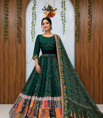 Muslin Cotton Lehenga Choli Set With Mirror Work And Fringe Lace