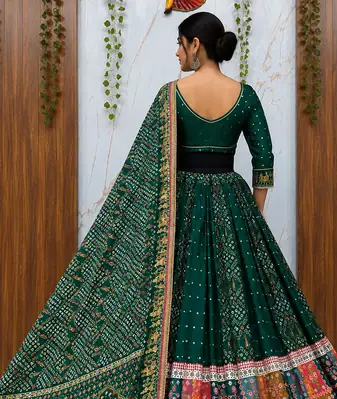 Muslin Cotton Lehenga Choli Set With Mirror Work And Fringe Lace