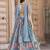Sky blue Chinon Silk Digital Print Readymade Lehenga Choli Set with Zari Embroidery