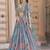 Sky blue Chinon Silk Digital Print Readymade Lehenga Choli Set with Zari Embroidery