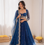 Royal Blue Net Thread Sequin Lehenga Choli Set