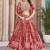 Red Faux Chinon Silk Digital Print Readymade Lehenga Choli Set with Zari Embroidery