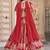 Red Faux Chinon Silk Digital Print Readymade Lehenga Choli Set with Zari Embroidery
