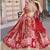 Red Faux Chinon Silk Digital Print Readymade Lehenga Choli Set with Zari Embroidery