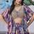 Purple Faux Chinon Silk Digital Print Readymade Lehenga Choli Set with Zari Embroidery