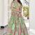 Light green Faux Chinon Silk Digital Print Readymade Lehenga Choli Set with Zari Embroidery