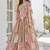 Beige Faux Chinon Silk Digital Print Readymade Lehenga Choli Set with Zari Embroidery