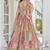 Beige Faux Chinon Silk Digital Print Readymade Lehenga Choli Set with Zari Embroidery