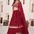 Dark Red Faux Georgette Embroidered Flared Readymade Style Lehenga Choli