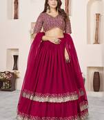 Rani Pink Faux Georgette Embroidered Flared Readymade Style Lehenga Choli