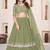 Olive green Faux Georgette Embroidered Flared Readymade Style Lehenga Choli