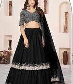 Black Faux Georgette Embroidered Flared Readymade Style Lehenga Choli