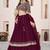 Wine Faux Georgette Embroidered Flared Readymade Style Lehenga Choli