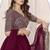 Wine Faux Georgette Embroidered Flared Readymade Style Lehenga Choli