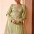 Light olive embroidered chinon readymade palazzo suit