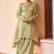 Light olive embroidered chinon readymade palazzo suit