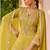 Lemon yellow embroidered chinon readymade palazzo suit