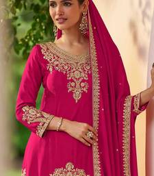 Rani pink embroidered chinon readymade palazzo suit
