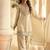 Embroidered cream silk blend readymade salwar kameez