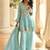 Embroidered light sky blue silk blend readymade salwar kameez