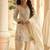 Embroidered cream silk blend readymade salwar kameez