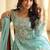 Embroidered light sky blue silk blend readymade salwar kameez