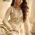 Embroidered cream silk blend readymade salwar kameez
