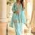 Embroidered light sky blue silk blend readymade salwar kameez