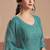 Embroidered cyan blue chiffon readymade salwar kameez