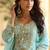 Embroidered light sky blue silk blend readymade salwar kameez