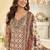 Off white crepe silk readymade suit with aari & digital print work