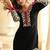 Embroidered black silk blend readymade salwar kameez