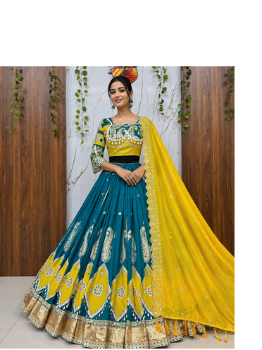 Muslin Cotton Lehenga Choli Set With Mirror Work And Kodi Lace 1