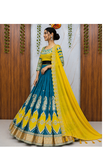 Muslin Cotton Lehenga Choli Set With Mirror Work And Kodi Lace 3