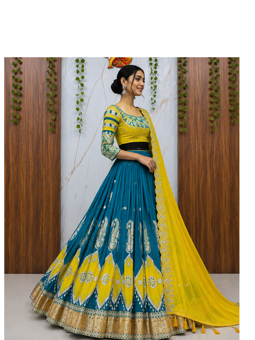 Muslin Cotton Lehenga Choli Set With Mirror Work And Kodi Lace 4