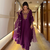 Royal Purple Embroidered Anarkali Suit Set with Matching Pants & Dupatta