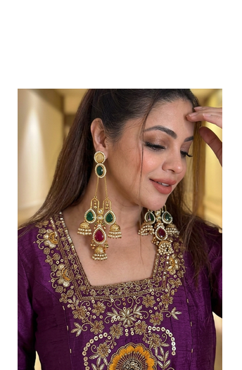 Royal Purple Embroidered Anarkali Suit Set with Matching Pants & Dupatta 3