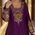 Royal Purple Embroidered Anarkali Suit Set with Matching Pants & Dupatta