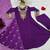 Royal Purple Embroidered Anarkali Suit Set with Matching Pants & Dupatta