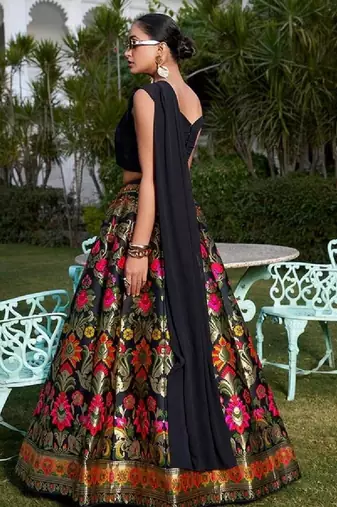 Black Banarasi Silk Lehenga Choli