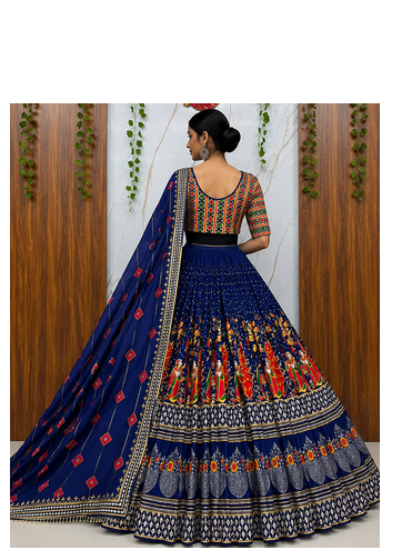 Muslin Cotton Chaniya Choli Set With Digital Print And Mirror Work 2