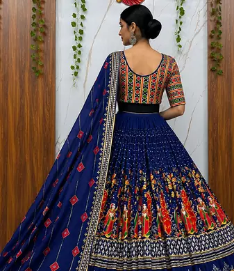 Muslin Cotton Chaniya Choli Set With Digital Print And Mirror Work