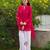 Elegant pink  kurta with white embroidered palazzo pants