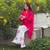 Elegant pink  kurta with white embroidered palazzo pants
