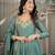 Women’s teal green anarkali gown with heavy embroidered border & palazzo set