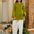 Green embroidered top & farshi salwar set for women