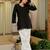 Black embroidered top & farshi salwar set for women