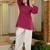 Pink embroidered top & farshi salwar set for women