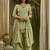 Pista green embroidered kurta & farshi salwar set with matching dupatta