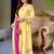 Yellow embroidered long kurta & plazo with multicolor dupatta